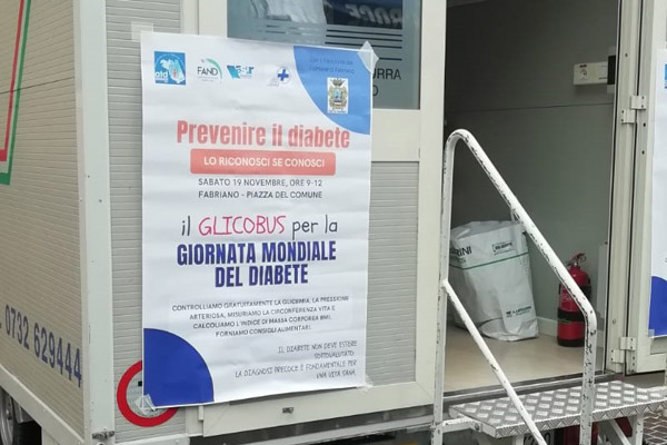 Il Glicobus per la giornata mondiale del diabete, Fabriano 09 Novembre 2022
